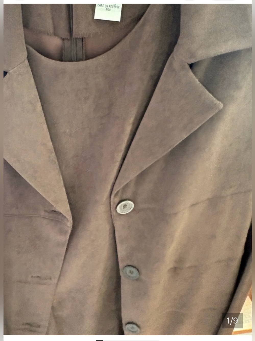 Women’s Brown Suede-Look Button Jacket-Dress
